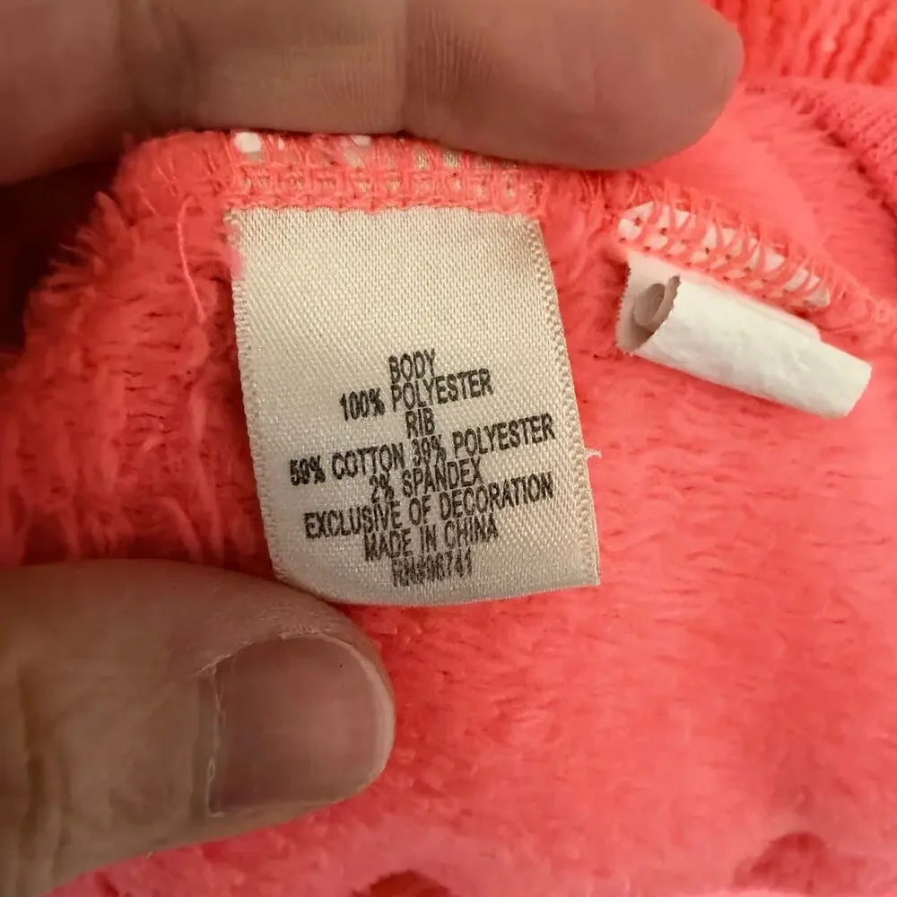 Self Esteem Girls Fleece Vest Hooded Sequin Full Zip Closure Neon Pink Large